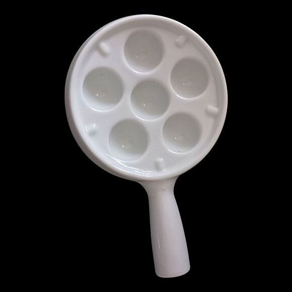 Apilco Escargot Dish Plate Tray France White Porcelain 6 Holes Farmhouse Cottage - Picture 7 of 15